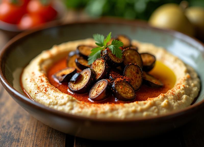 חומוס עם חציל