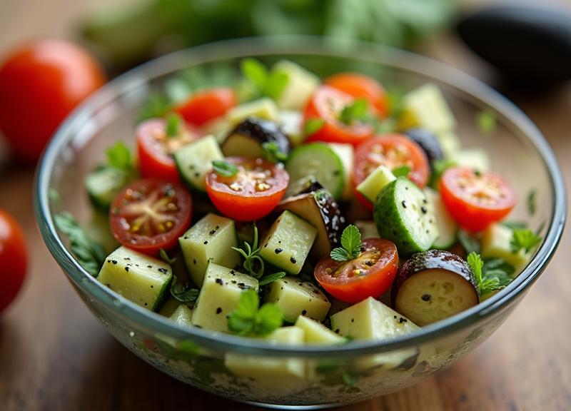 סלט מהיר עם חצילים
